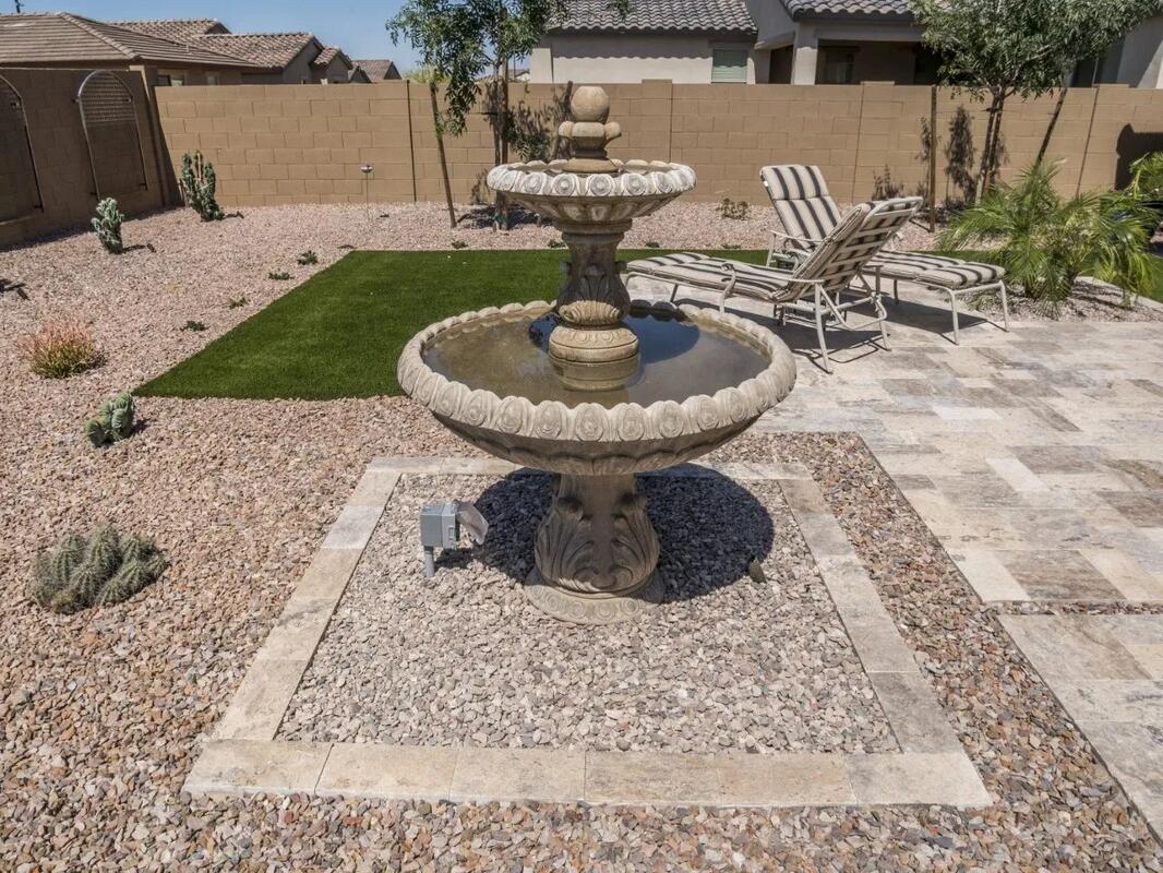 Custom travertine fountain in Scottsdale, AZ