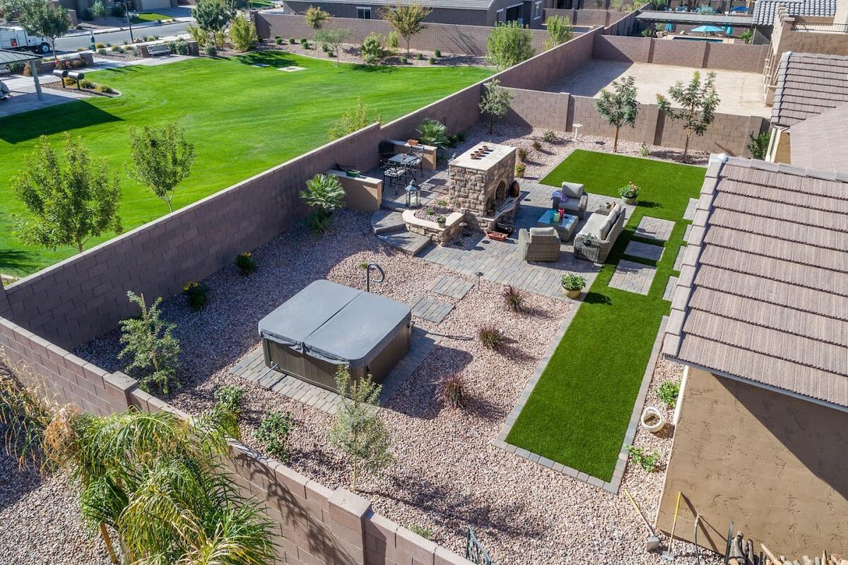 Complete backyard build with firepit in Mesa, AZ