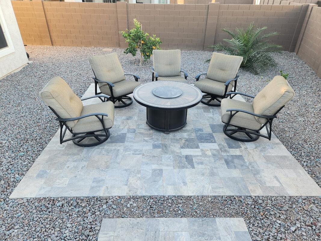 Travertine firepit patio in Chandler, AZ