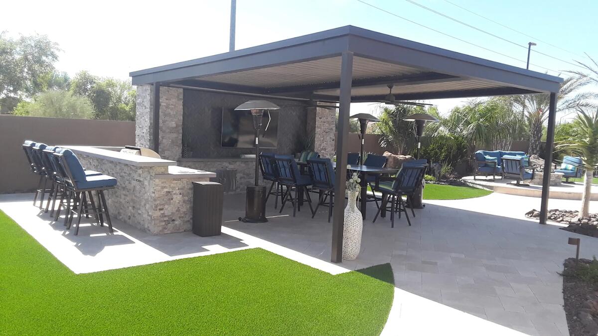 Modern ramada with outdoor kitchen in Queen Creek, AZ